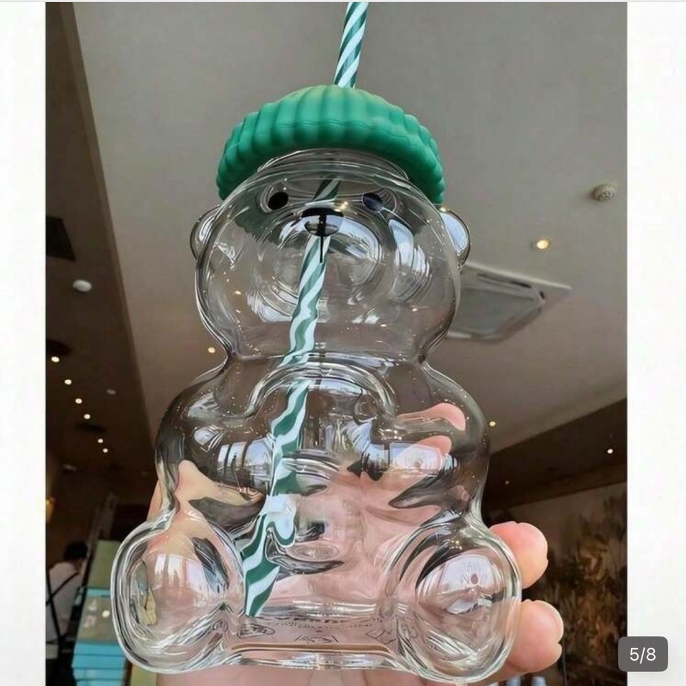 Starbucks VIRAL Clear Glass Bear Cup Lid Straw teddy christmas 2025 new barista - Picture 6 of 9